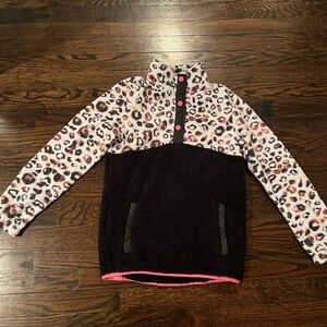 Roxy Leopard Print Fleece Pullover with Pink Accents